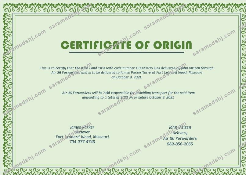 USA Origin Cert